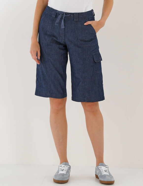 Bermuda battle en jean, retroussable (stone)