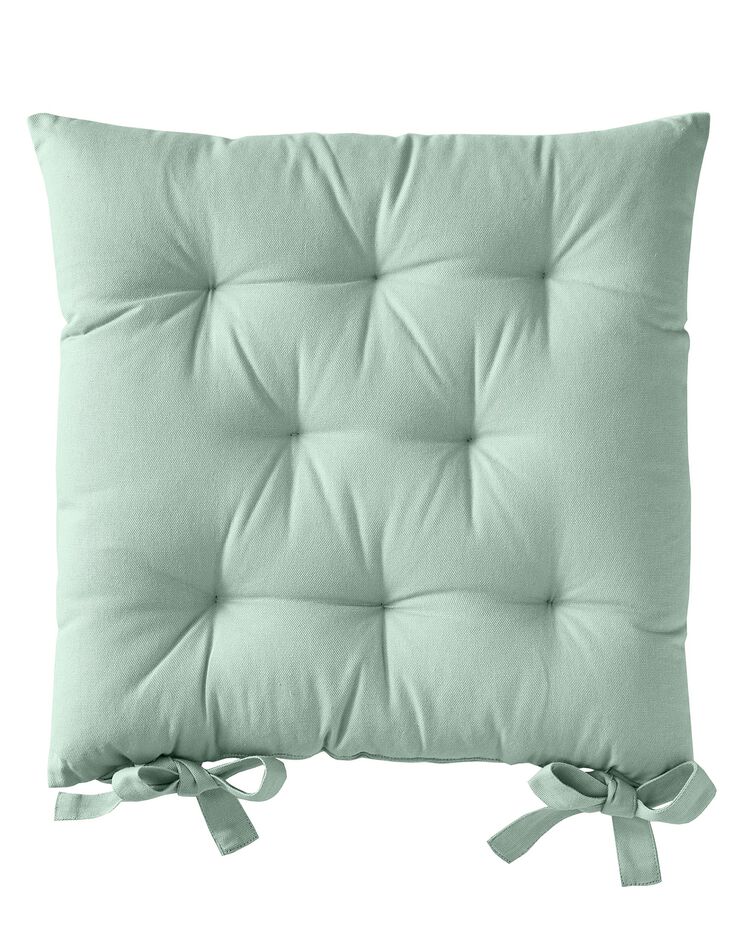 Galette de chaise carrée unie coton bachette - lot de 2 (vert amande)