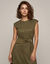 Robe longue &eacute;vas&eacute;e, sans manches, su&eacute;dine (kaki)
