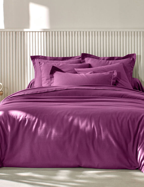 Linge de lit uni flanelle (prune)