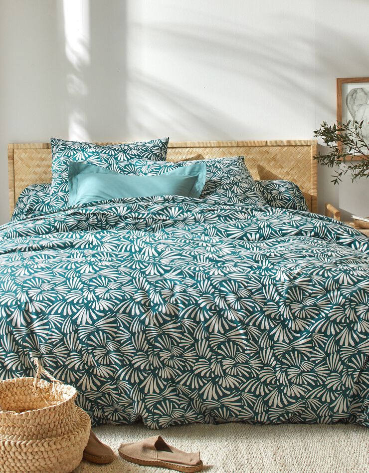 Linge de lit Vick en coton imprimé graphique (vert)