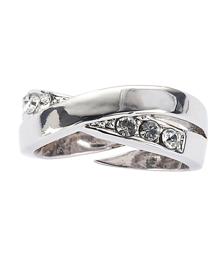 Bague réglable ornée de strass et argent (argenté) Bague réglable ornée de strass et argent (argenté)