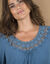 Tunique macramé manches 3/4, crépon (bleu grisé)
