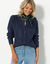 Gilet boutonné en maille anglaise (marine)