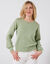 Pull col rond, maille pointelle toucher mohair (vert d'eau)