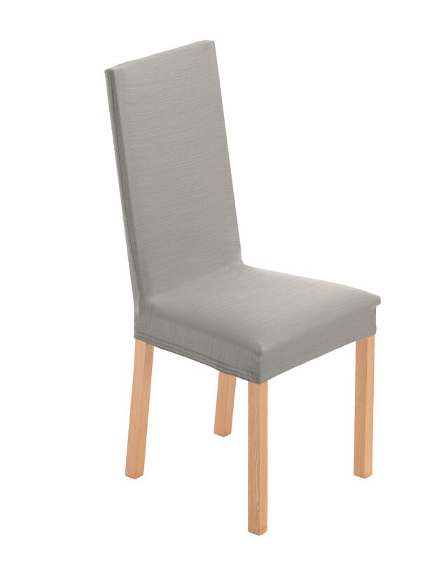 Housse chaise unie extensible - housse intégrale ou assise seule (gris perle)