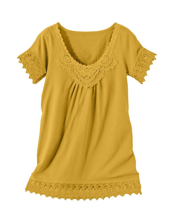 Tee-shirt macramé fantaisie (miel) Tee-shirt macramé fantaisie (miel)