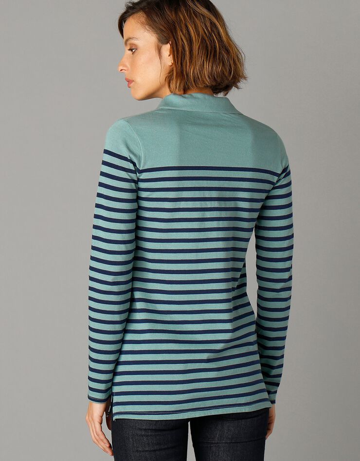 Polo rayé maille jersey (vert grisé / marine) Polo rayé maille jersey (vert grisé / marine)
