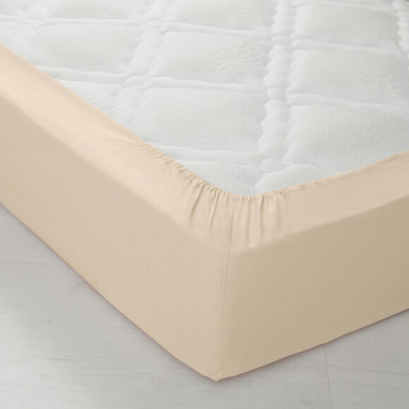 Drap-housse uni coton bonnet 32 cm (sable)