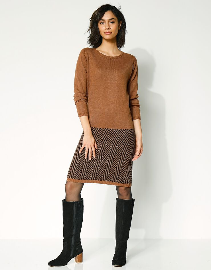 Robe pull, base jacquard (caramel / noir) Robe pull, base jacquard (caramel / noir)