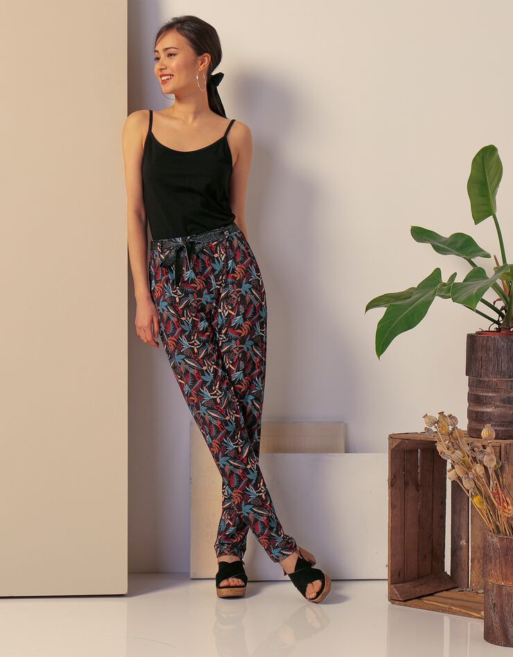 Pantalon imprimé, ceinture amovible (noir / bronze) Pantalon imprimé, ceinture amovible (noir / bronze)