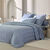 Linge de lit satin rayé (bleu grisé)