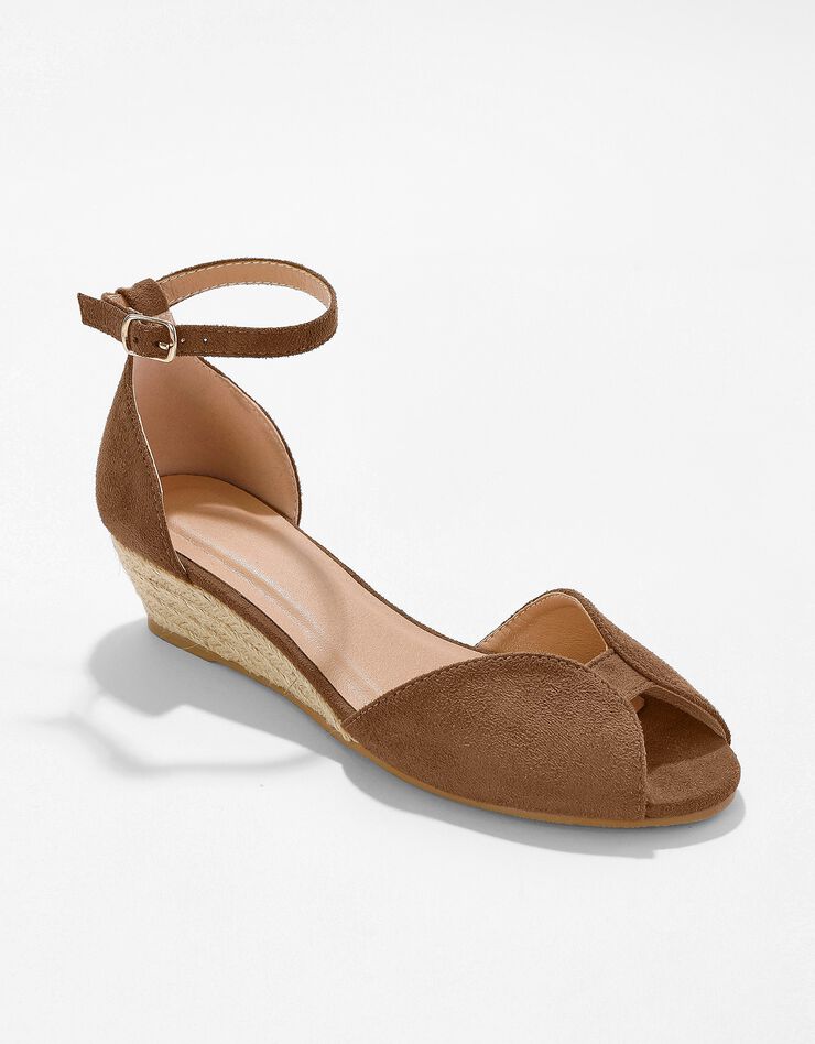 Sandale compensée corde à bout ouvert (caramel)