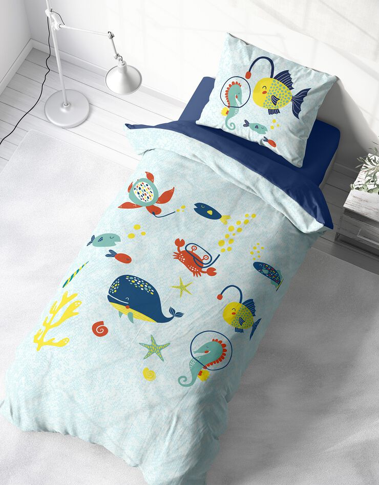 Linge de lit enfant Polochon coton (bleu)