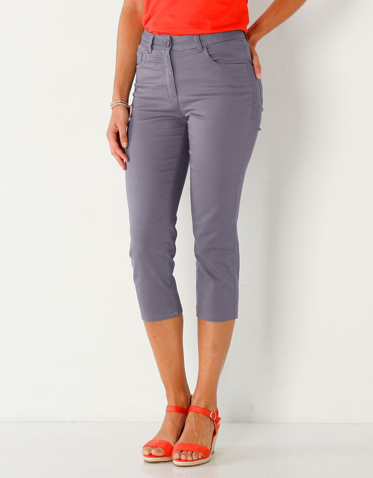 Pantacourt effet ventre plat coton extensible (gris) Pantacourt effet ventre plat coton extensible (gris)