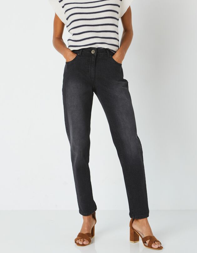 Jean stretch "spécial petites" coupe mom (noir)