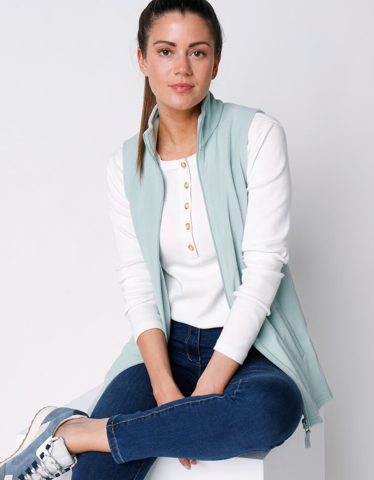 Veste polaire zippée sans manches (vert amande) Veste polaire zippée sans manches (vert amande)
