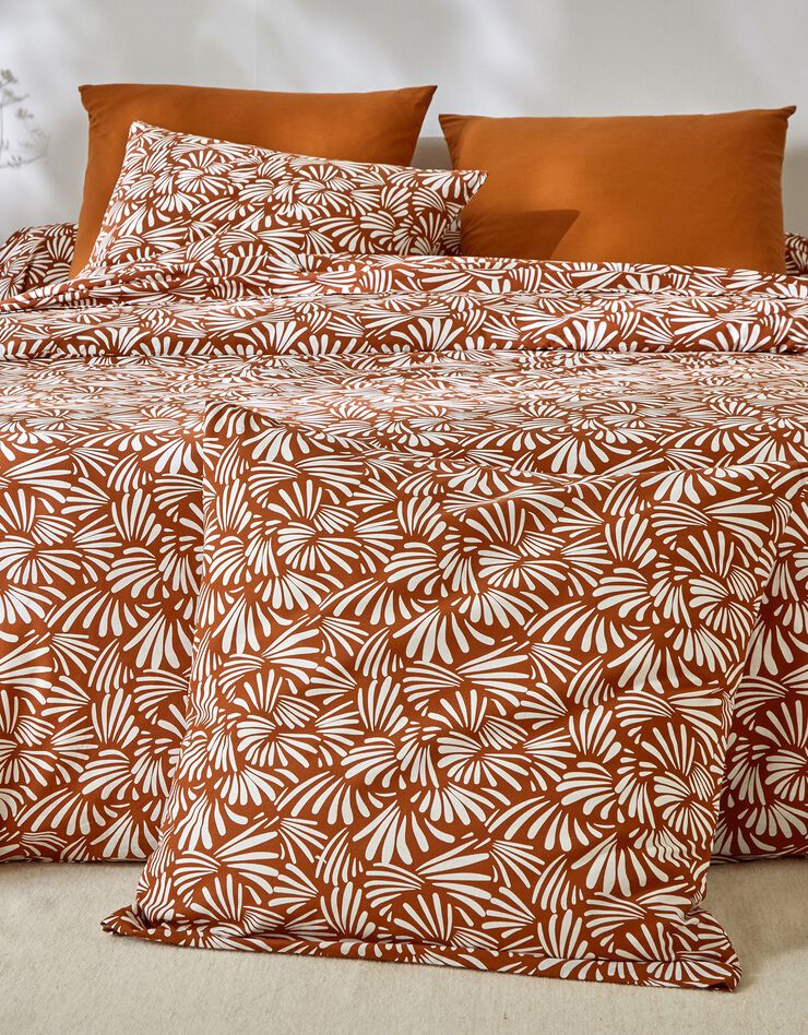 Linge de lit Vick en coton imprimé graphique (caramel)