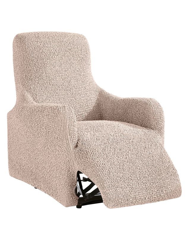 Housse bi-extensible imprimée gaufrée pour fauteuil relax (beige)