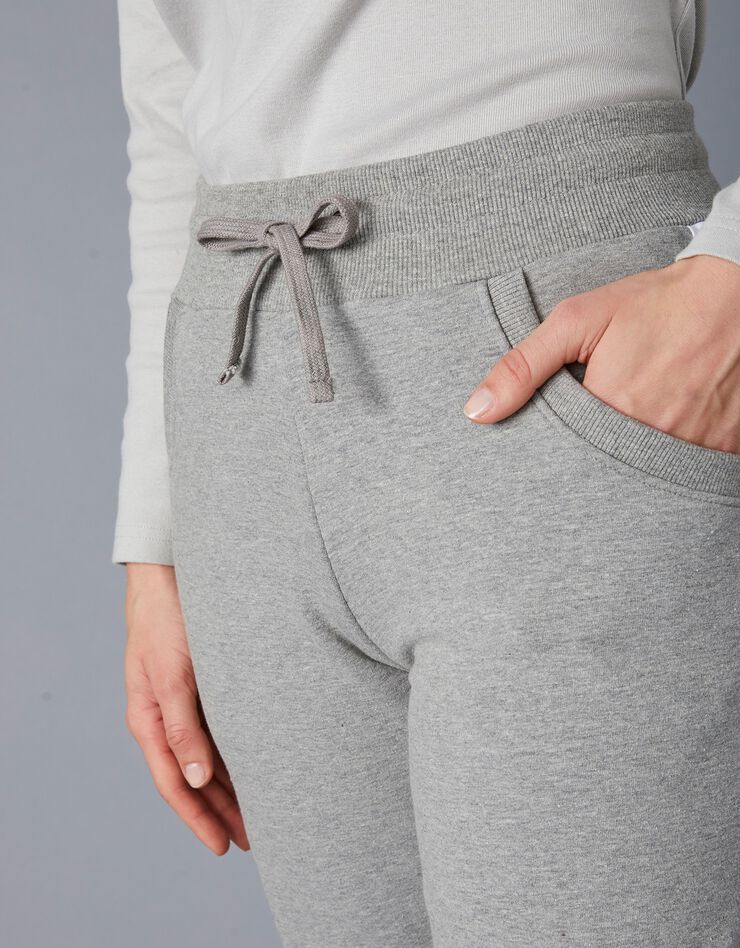 Pantalon jogging bicolore (gris chiné / blanc)