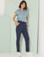 Blouse à carreaux, manches courtes à revers (bleu)