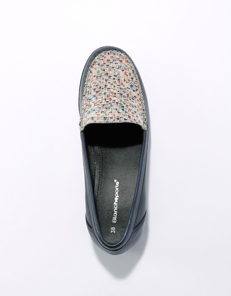 Mocassins largeur confort en cuir souple - imprimé marine (marine) Mocassins largeur confort en cuir souple - imprimé marine (marine)
