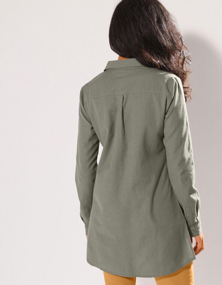 Chemise longue unie (kaki)