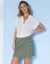 Jupe short asymétrique fluide (vert olive)