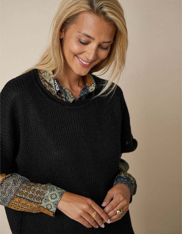 Pull poncho manches coudes (noir) Pull poncho manches coudes (noir)