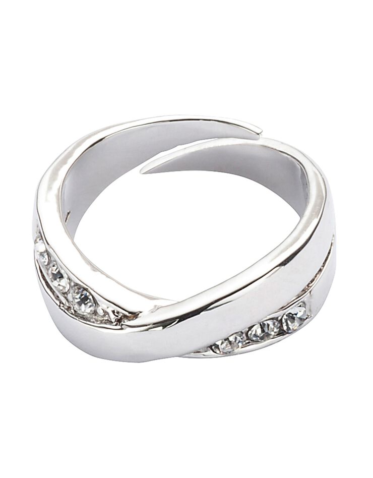Bague réglable ornée de strass et argent (argenté) Bague réglable ornée de strass et argent (argenté)