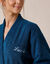 Peignoir mixte adulte uni coton éponge bouclette col kimono personnalisé (bleu paon)