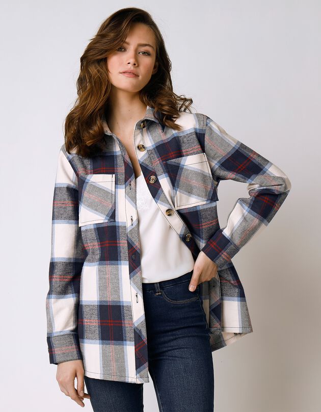 Veste surchemise à carreaux (indigo / écru)