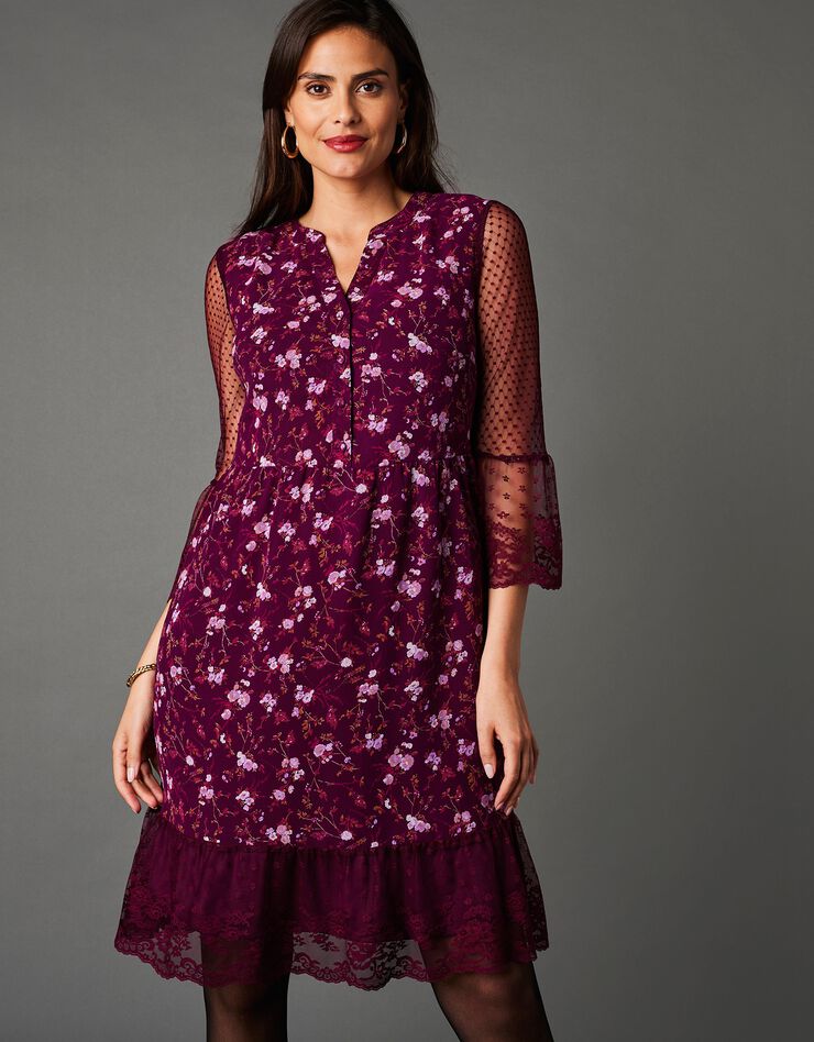 Robe dentelle imprimée (mûre)