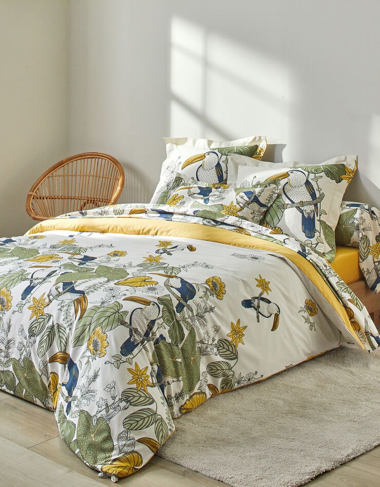 Linge de lit Toco en coton imprimé (kaki)