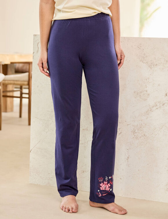 Pantalon pyjama motif floral (marine)