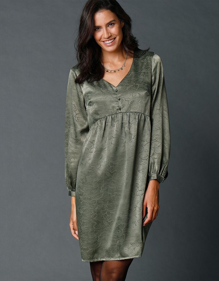 Robe jacquard col V (kaki) Robe jacquard col V (kaki)