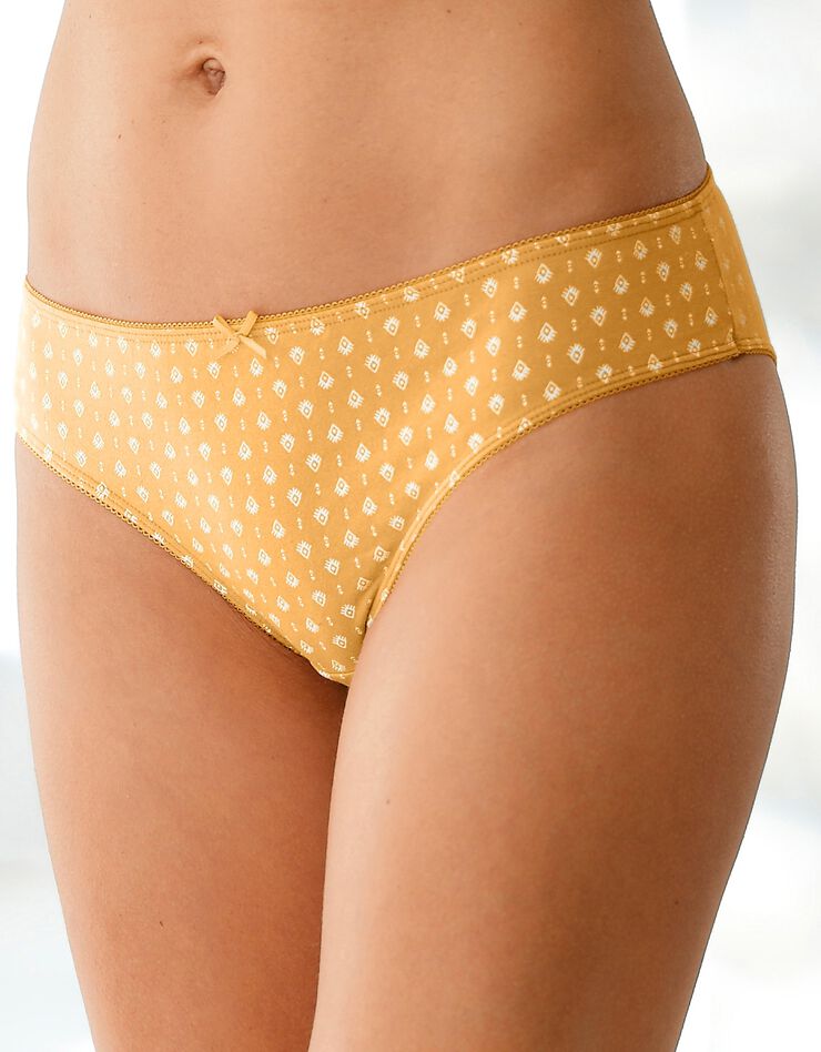 Culotte midi coton imprimé gamme "graphique" - lot de 4 (noir / miel)
