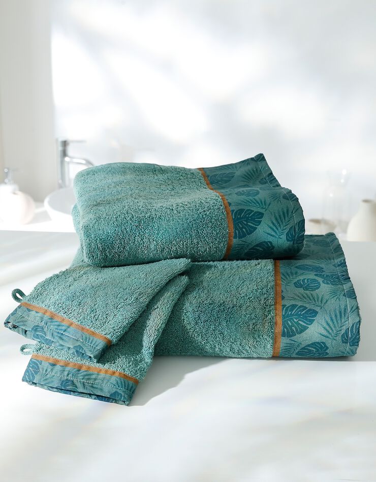 Éponge coton liteau motif jungle - 420 g/m² (eucalyptus) Éponge coton liteau motif jungle - 420 g/m² (eucalyptus)