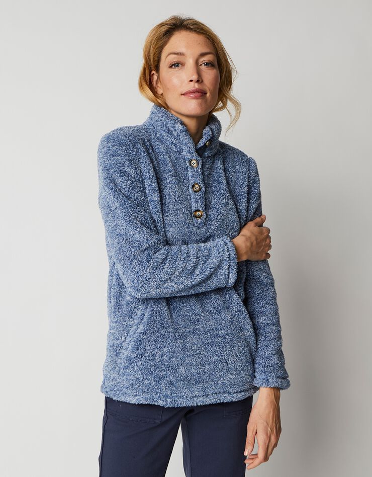 Sweat maille peluche (bleu grisé chiné) Sweat maille peluche (bleu grisé chiné)