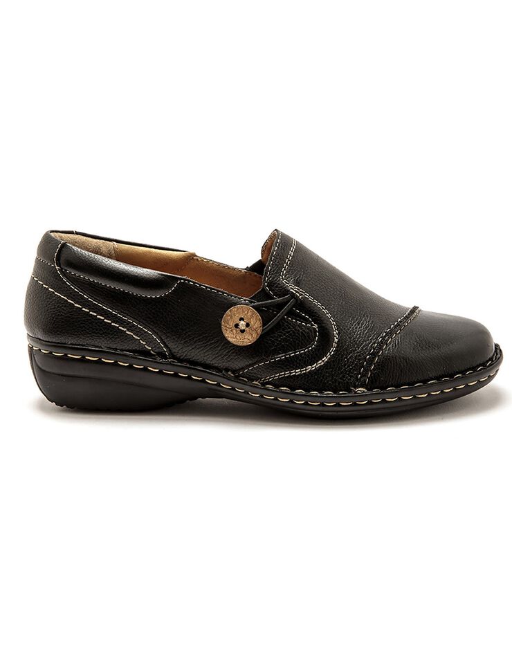 Sans-gêne élastiqués cuir noir - grande largeur (noir) Sans-gêne élastiqués cuir noir - grande largeur (noir)