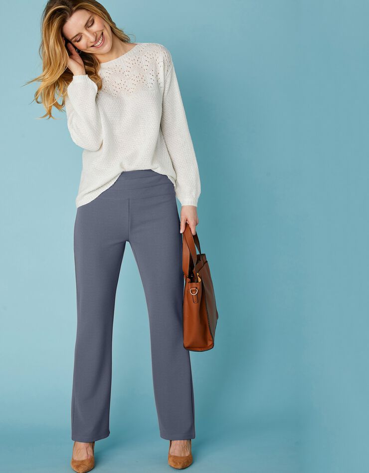 Pantalon coupe bootcut maille crêpe stretch - grande stature (gris bleuté)