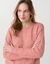 Pull col rond, maille fantaisie en laine m&eacute;lang&eacute;e (rose)