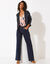 Blouson zippé col tailleur pressionné, suédine (marine)