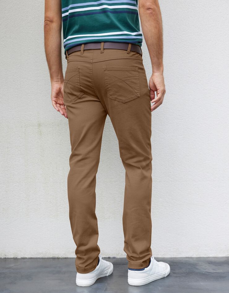 Pantalon droit 5 poches twill coton extensible (marron clair) Pantalon droit 5 poches twill coton extensible (marron clair)