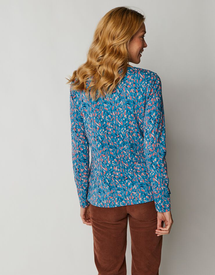 Tee-shirt imprimé manches longues jersey coton bio (turquoise)