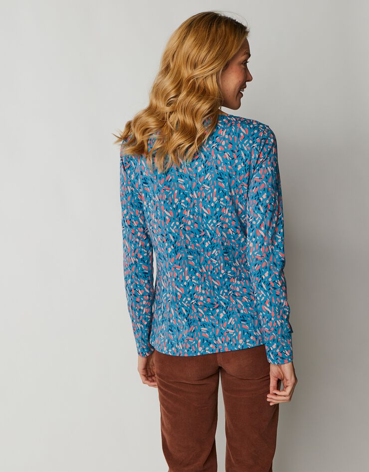 Tee-shirt imprimé manches longues jersey coton bio (turquoise) Tee-shirt imprimé manches longues jersey coton bio (turquoise)