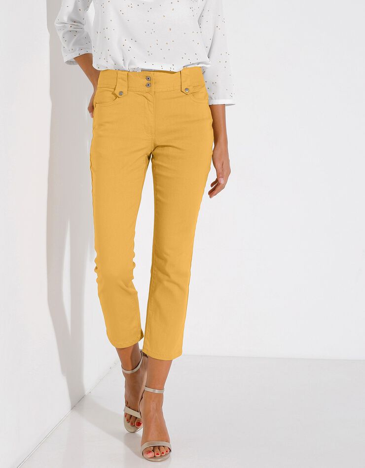Pantacourt droit taille haute effet denim (safran) Pantacourt droit taille haute effet denim (safran)