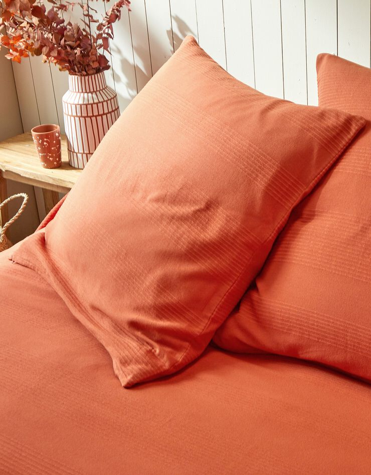 Jeté de lit uni tissé coton (terracotta) Jeté de lit uni tissé coton (terracotta)