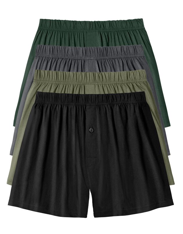 Caleçon flottant ouvert uni - lot de 4 (kaki + gris + noir)