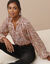 Blouse en voile imprimé tachiste (rose blush)
